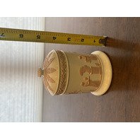 RARE VTG Wedgwood Queensware Pink On Cream Neoclassical Scene Lidded Jar 4.75"H