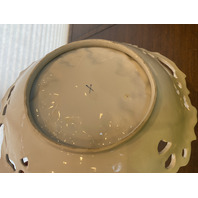 ANTIQUE MEISSEN Floral Pained Gold & White Gilt Decorative Bowl 12"L