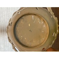 ANTIQUE MEISSEN Floral Pained Gold & White Gilt Decorative Bowl 12"L