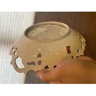 ANTIQUE MEISSEN Floral Pained Gold & White Gilt Decorative Bowl 12"L