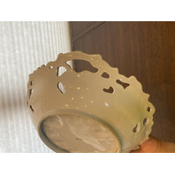 ANTIQUE MEISSEN Floral Pained Gold & White Gilt Decorative Bowl 12"L