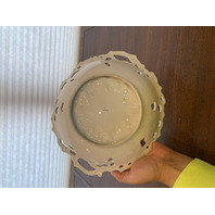 ANTIQUE MEISSEN Floral Pained Gold & White Gilt Decorative Bowl 12"L