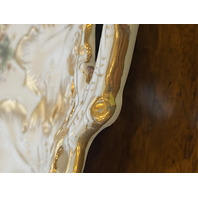 ANTIQUE MEISSEN Floral Pained Gold & White Gilt Decorative Bowl 12"L