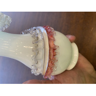 ANTIQUE UV REACTIVE Stevens & Williams Jack In The Pulpit Art Glass Vase 7.25"H