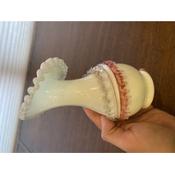 ANTIQUE UV REACTIVE Stevens & Williams Jack In The Pulpit Art Glass Vase 7.25"H