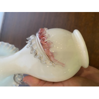 ANTIQUE UV REACTIVE Stevens & Williams Jack In The Pulpit Art Glass Vase 7.25"H