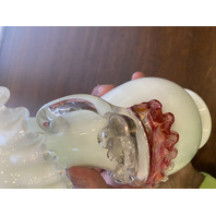 ANTIQUE UV REACTIVE Stevens & Williams Jack In The Pulpit Art Glass Vase 7.25"H