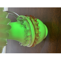 ANTIQUE UV REACTIVE Stevens & Williams Jack In The Pulpit Art Glass Vase 7.25"H