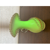 ANTIQUE UV REACTIVE Stevens & Williams Jack In The Pulpit Art Glass Vase 7.25"H