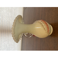 ANTIQUE UV REACTIVE Stevens & Williams Jack In The Pulpit Art Glass Vase 7.25"H