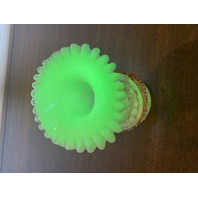 ANTIQUE UV REACTIVE Stevens & Williams Jack In The Pulpit Art Glass Vase 7.25"H