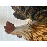 LARGE Multicolored Ceramic Rooster Sculpture On Vegetables 15.5"L x 9"W x 18"H