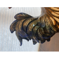 LARGE Multicolored Ceramic Rooster Sculpture On Vegetables 15.5"L x 9"W x 18"H