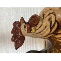 LARGE Multicolored Ceramic Rooster Sculpture On Vegetables 15.5"L x 9"W x 18"H