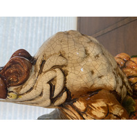 LARGE Multicolored Ceramic Rooster Sculpture On Vegetables 15.5"L x 9"W x 18"H