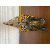 LARGE Multicolored Ceramic Rooster Sculpture On Vegetables 15.5"L x 9"W x 18"H