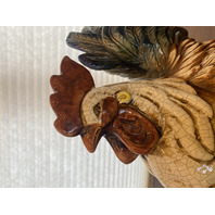 LARGE Multicolored Ceramic Rooster Sculpture On Vegetables 15.5"L x 9"W x 18"H