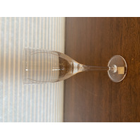 SET(8) VTG LALIQUE Crystal "ANGEL FACE/WINGS" Champagne Glasses 8"H SIGNED