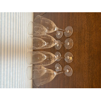 SET(8) VTG LALIQUE Crystal "ANGEL FACE/WINGS" Champagne Glasses 8"H SIGNED