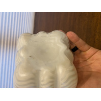 ANTIQUE Blue & White Zig Zag Mother Of Pearl Satin Glass Pitcher 8.5"H