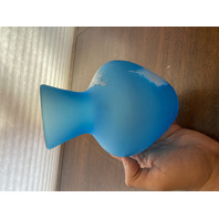 PAIR Of VTG Blue MARY GREGORY Westmoreland Child Fishing Vases SIGNED 7"H