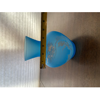 PAIR Of VTG Blue MARY GREGORY Westmoreland Child Fishing Vases SIGNED 7"H