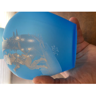 PAIR Of VTG Blue MARY GREGORY Westmoreland Child Fishing Vases SIGNED 7"H