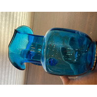 VTG Blue/Turquoise  MARY GREGORY Woman In Nature Pitcher HAND PAINTED 9.25"H