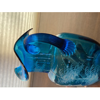 VTG Blue/Turquoise  MARY GREGORY Woman In Nature Pitcher HAND PAINTED 9.25"H