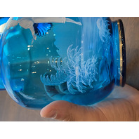 VTG Blue/Turquoise  MARY GREGORY Woman In Nature Pitcher HAND PAINTED 9.25"H