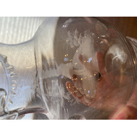 VTG Clear MARY GREGORY Nature Scene Glass Pitcher HAND PAINTED 9"H