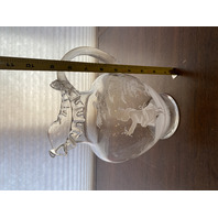 VTG Clear MARY GREGORY Nature Scene Glass Pitcher HAND PAINTED 9"H