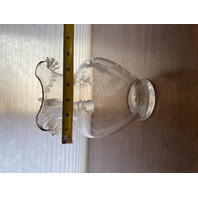 VTG Clear MARY GREGORY Nature Scene Glass Pitcher HAND PAINTED 9"H