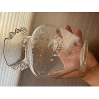 VTG Clear MARY GREGORY Nature Scene Glass Pitcher HAND PAINTED 9"H