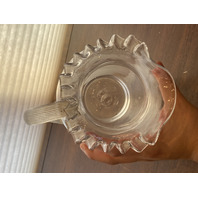 VTG Clear MARY GREGORY Nature Scene Glass Pitcher HAND PAINTED 9"H