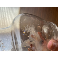 VTG Clear MARY GREGORY Nature Scene Glass Pitcher HAND PAINTED 9"H