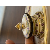 ANTIQUE Porcelain Floral HANDPAINTED Inkstand W/Gold Trim 7"L