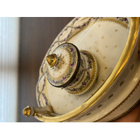 ANTIQUE Porcelain Floral HANDPAINTED Inkstand W/Gold Trim 7"L