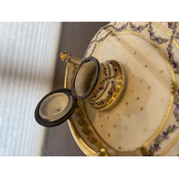 ANTIQUE Porcelain Floral HANDPAINTED Inkstand W/Gold Trim 7"L