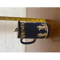 RARE VTG WEDGWOOD Jasperware Cobalt Blue Grapes/Cupids Lidded Syrup Pitcher 7"H