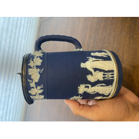 RARE VTG WEDGWOOD Jasperware Cobalt Blue Grapes/Cupids Lidded Syrup Pitcher 7"H