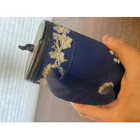 RARE VTG WEDGWOOD Jasperware Cobalt Blue Grapes/Cupids Lidded Syrup Pitcher 7"H