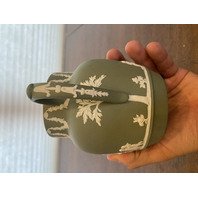 VTG Green/White Wedgwood Jasperware Neoclassical Scene Pitcher 4.75"H