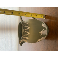 VTG Green/White Wedgwood Jasperware Neoclassical Scene Pitcher 4.75"H