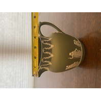 VTG Green/White Wedgwood Jasperware Neoclassical Scene Pitcher 4.75"H