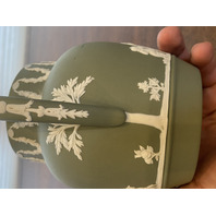 VTG Green/White Wedgwood Jasperware Neoclassical Scene Pitcher 4.75"H