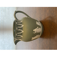 VTG Green/White Wedgwood Jasperware Neoclassical Scene Pitcher 4.75"H