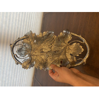 Valpeltro Pewter Leaf Design Serving Platter 15"L MADE IN ITALY