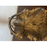 Valpeltro Pewter Leaf Design Serving Platter 15"L MADE IN ITALY