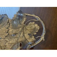 Valpeltro Pewter Leaf Design Serving Platter 15"L MADE IN ITALY